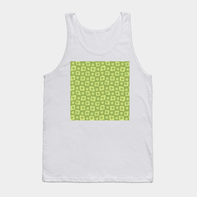 Floral Checker Board - lime and grass green Tank Top by JuneNostalgia